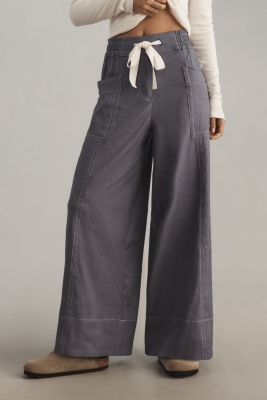 Tie-Waist Wide-Leg Pants: Contrast-Stitch Edition