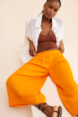 Linen Pleat-Front Wide-Leg Culottes | Nuuly