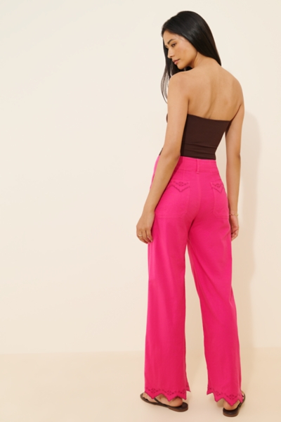 The Colette Lace Trim Full-Length Wide-Leg Pants | Nuuly