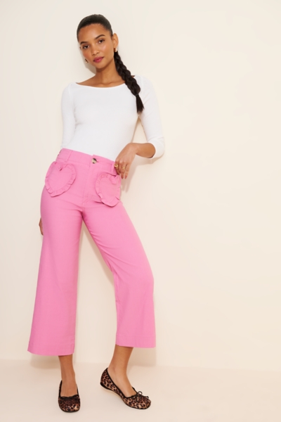 The Colette Heart Pocket Crop Wide-Leg Pants | Nuuly