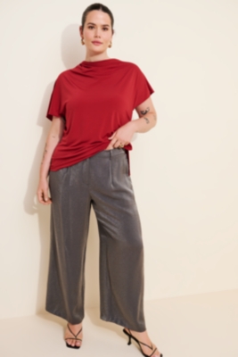 Shimmered Wide-Leg Trousers