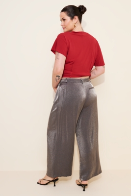 Shimmered Wide-Leg Trousers