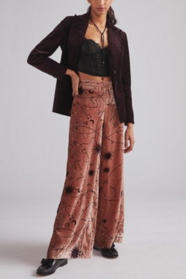 Embroidered Velvet Wide-Leg Pants | Nuuly