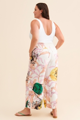 Plus size floral wide leg pants sale