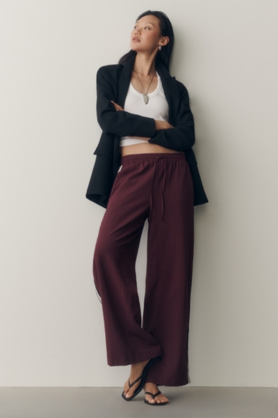 Check Wide Leg Track Pants | Nuuly