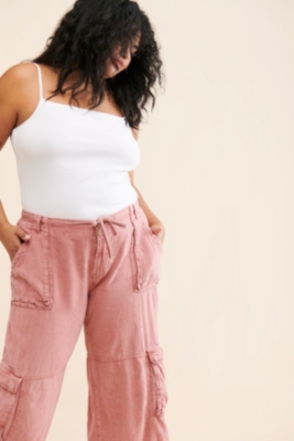 【U LAN】Maple Peach Cargo Wide Pants Camel Wide Leg High Rise Cargo Pants | Lime Lush Boutique