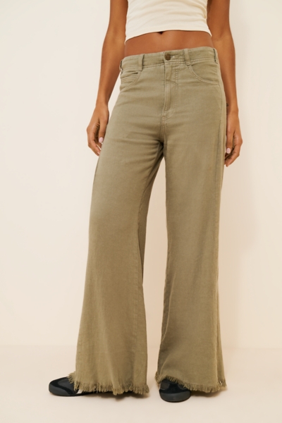 The Adi Mid-Rise Frayed Relaxed Flare Pants: Linen | Nuuly