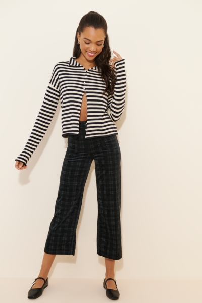 The Colette Cropped Wide-Leg Pants: Plaid Corduroy | Nuuly