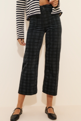 The Colette Cropped Wide-Leg Pants: Plaid Corduroy Nuuly