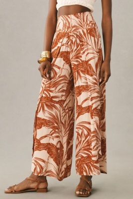 Tropical print wide leg pants hotsell