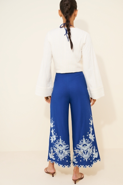 Linen Blend Crochet Flower Pants | Nuuly