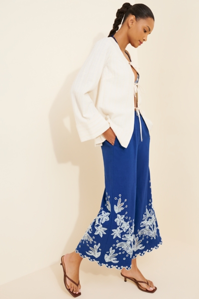 Linen Blend Crochet Flower Pants | Nuuly