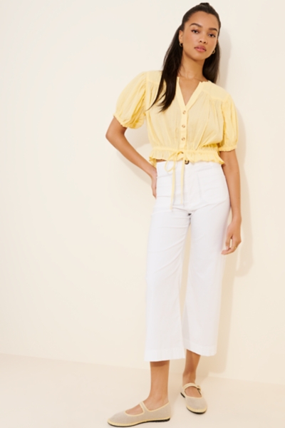 The Colette Cropped Wide-Leg Pants: Embroidered Ed | Nuuly