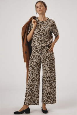 The Ettie High-Rise Crop Wide-Leg Pants: Leopard E | Nuuly