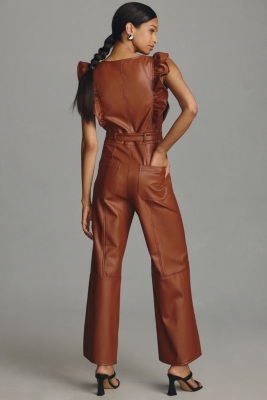 The Colette Vegan Leather Cropped Wide-Leg Jumpsui | Nuuly