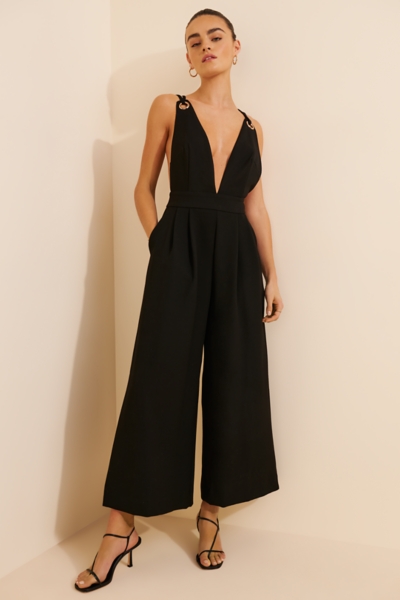 Sleeveless Deep-V Wide-Leg Jumpsuit | Nuuly