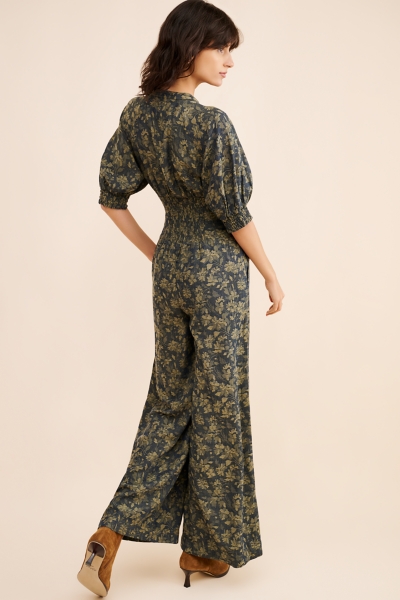 Linen Blend Puff-Sleeve Jumpsuit | Nuuly
