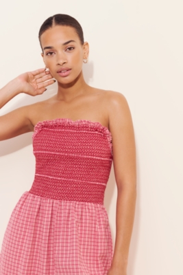 Smocked Basque-Waist Jumpsuit