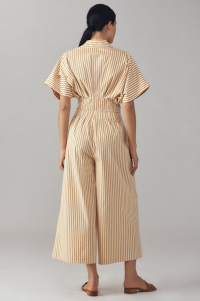 The Tobie Button-Front Cropped Pleated Jumpsuit | Nuuly