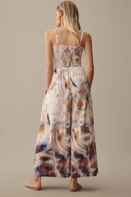 Smocked Printed Linen Jumpsuit | Nuuly