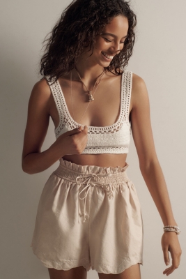 Linen Double Waistband Shorts