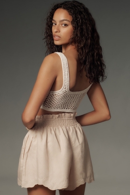 Linen Double Waistband Shorts