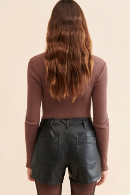 パンツ NKNIT vegan leather shorts pants パンツ NKNIT vegan leather short pants black パンツ NKNIT