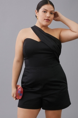 ワンピース RANCLIC one shoulder rompers One Shoulder Crystal Jumpsuit - Rene Ruiz Collection