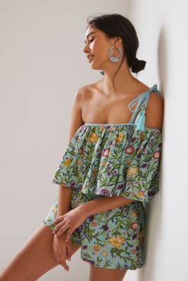 One-Shoulder Embroidered Romper | Nuuly