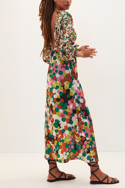 chinese dress ladies Vintage-Inspired Polka Dot Maxi Dress main image 0