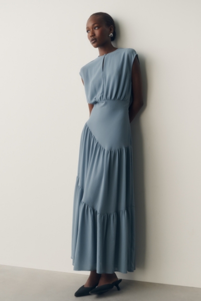 high slit dress Strapless Long Prom with STAUD Pia Dress - modern finish BestProm Color:Pacific Blue