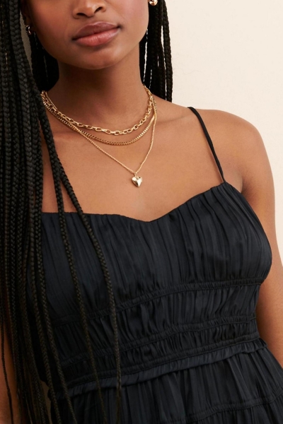 anthropologie black slip dress Lace-Trim Midi Slip Dress by Anthropologie in Black, Size: XL