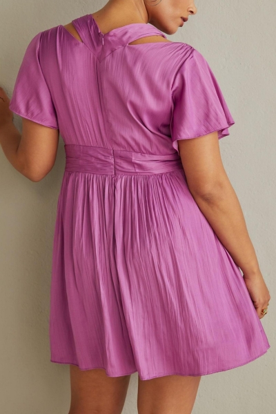 purple v neck mini dress Kerensa Short Purple Sheath Sequins V Neck Homecoming Dress Purple / 6