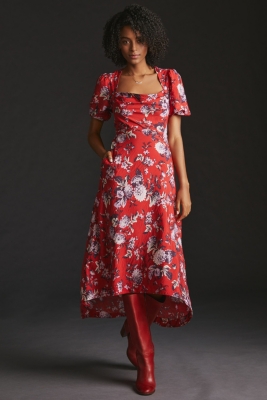 Floral Puff-Sleeve Midi Dress | Nuuly Thrift