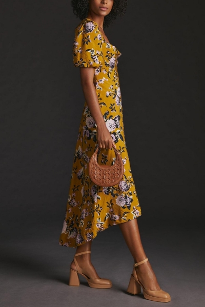 knee length dresses for ladies Bette Printed Puff Sleeve Midaxi Dress main image 0