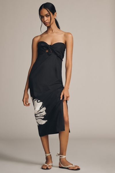 black strapless linen dress SADE BLACK LINEN STRAPLESS MAXI DRESS – SUNMOR