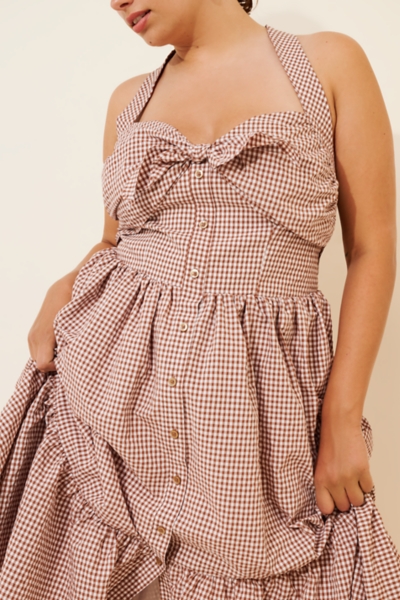 Halter Bow-Front Midi Dress | Nuuly