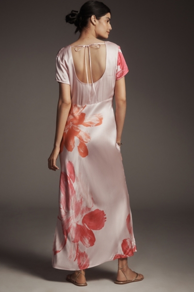 chinese dress ladies Lace-Trim Satin Floral Maxi Dress main image 1