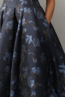 V-Neck Velvet Jacquard A-Line Midi Dress | Nuuly