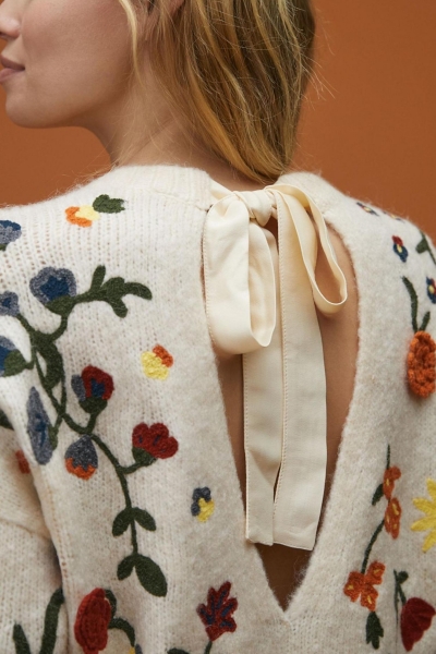 Floral Appliqued Sweater Dress | Nuuly