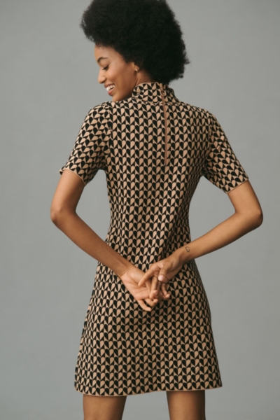 Short-Sleeve Mock-Neck Mod Mini Dress