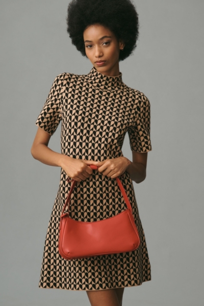 Short-Sleeve Mock-Neck Mod Mini Dress