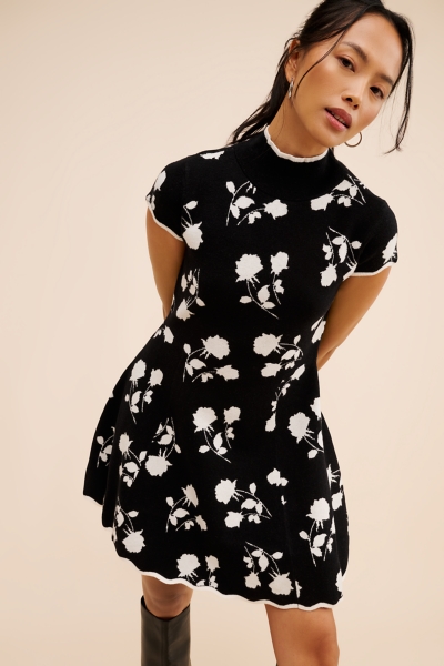 short sleeve black and white dress Marni Printed Gathered Mini Dress, Black, Women's, 4, Cocktail & Party Wedding Guest Dresses Mini Dresses