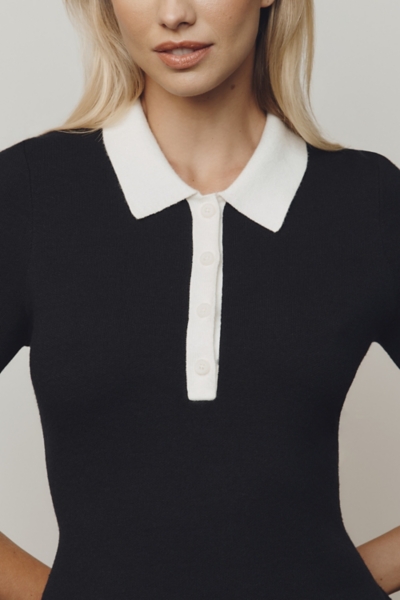 black and white polka dot mini dress Polka dot mini dress Black Black / Large