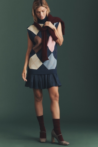 knee length dresses for ladies Thorelle Sweater Mini Dress Black main image 0