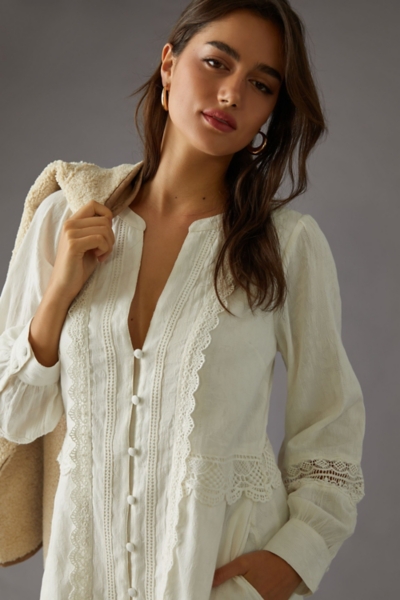 Button-Front Lace Mini Dress | Nuuly