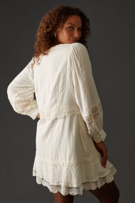 Button-Front Lace Mini Dress | Nuuly