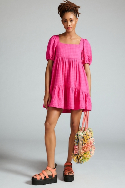Square-Neck Textured Babydoll Dress | Nuuly