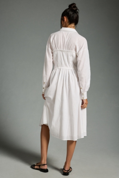 Shirred Corset Buttondown Dress