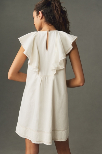 V-Neck Ruffle Linen Mini Dress | Nuuly